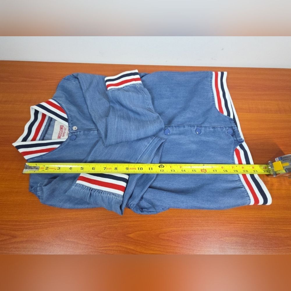MOSSIMO SUPPLY CO Womens Chambray Denim Bomber Jacket XS Snap Button Pockets EUC - Picture 8 of 10